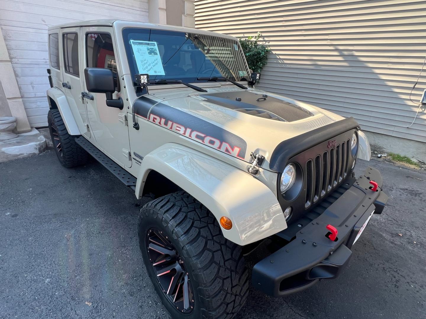 2017 Beige /Black Leather Jeep Wrangler Unlimited Rubicon (1C4HJWFG5HL) with an 3.6L V6 DOHC 24V FFV engine, located at 1018 Brunswick Ave, Trenton, NJ, 08638, (609) 989-0900, 40.240086, -74.748085 - Photo#1